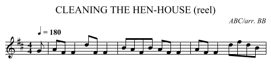 CLEANING THE HEN-HOUSE (reel) - staff notation