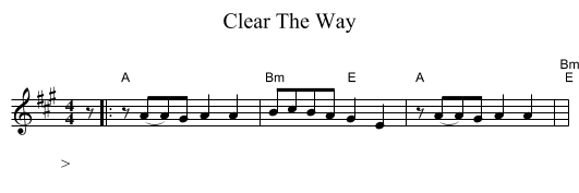 Clear The Way - staff notation