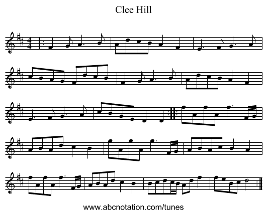 Clee Hill - staff notation