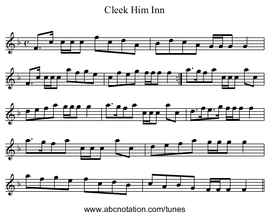 Cleek Him Inn - staff notation