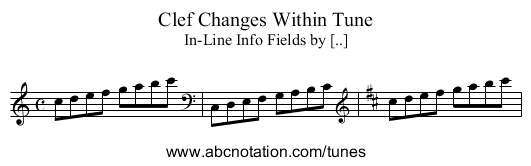 Clef Changes Within Tune - staff notation