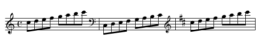 Clef Changes Within Tune - staff notation