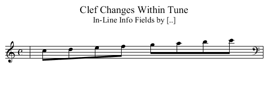 Clef Changes Within Tune - staff notation