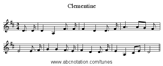 Clementine - staff notation