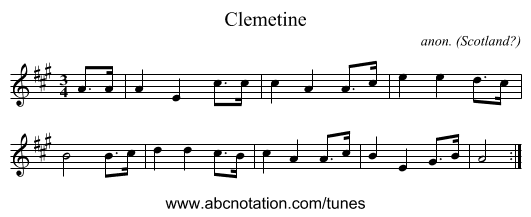 Clemetine - staff notation