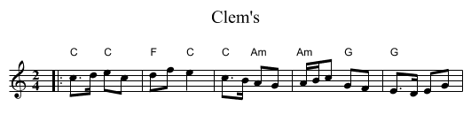 Clem's - staff notation