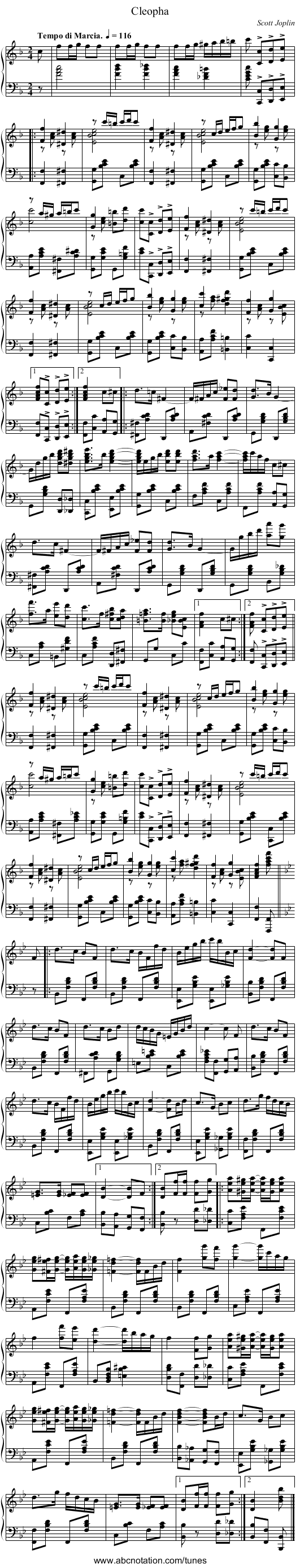 Cleopha - staff notation