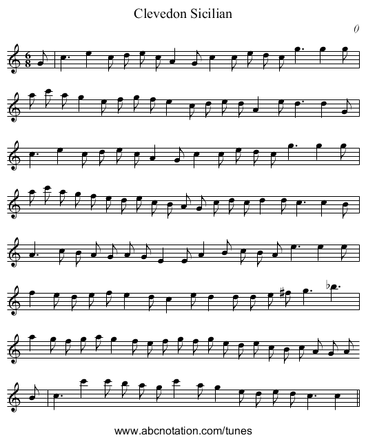Clevedon Sicilian - staff notation