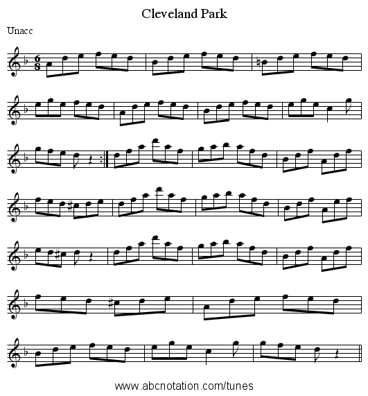 Cleveland Park - staff notation