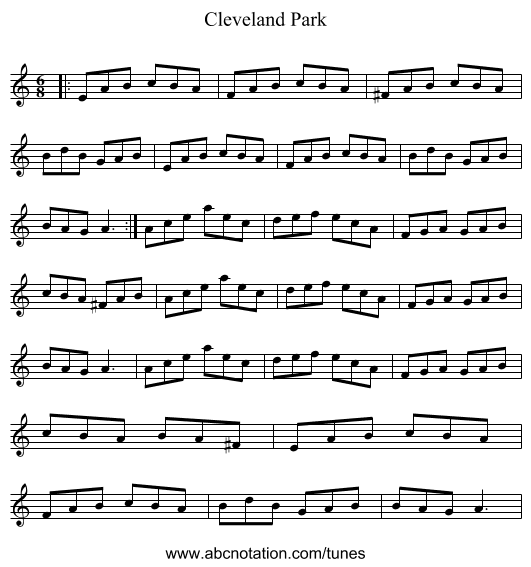 Cleveland Park - staff notation