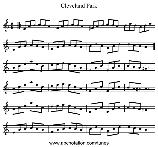 Cleveland Park - staff notation