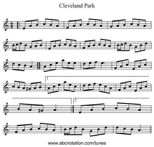 Cleveland Park - staff notation