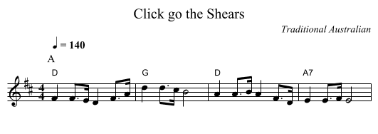 Click go the Shears - staff notation