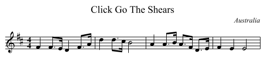 Click Go The Shears - staff notation