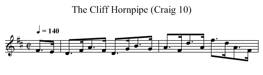 Cliff Hornpipe (Craig 10), The - staff notation