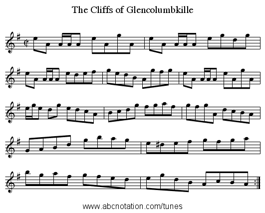 Cliffs of Glencolumbkille, The - staff notation