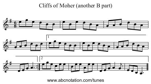 Cliffs of Moher (another B part) - staff notation