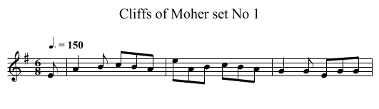 Cliffs of Moher set No 1 - staff notation