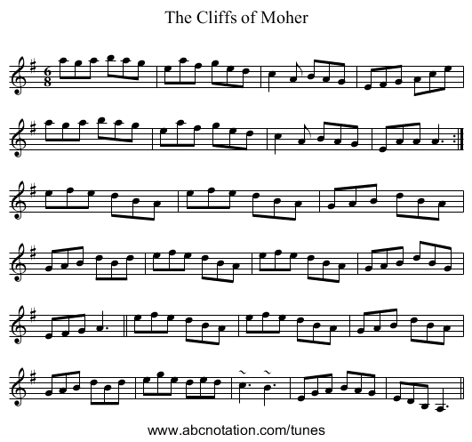 Cliffs of Moher, The - staff notation