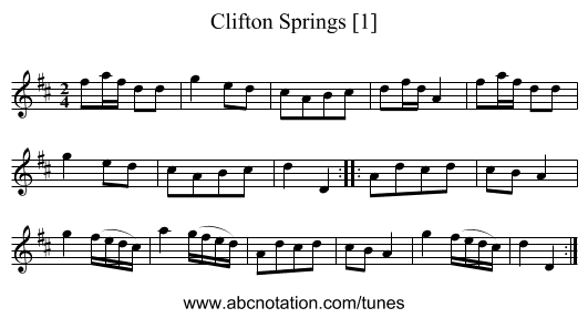 Clifton Springs [1] - staff notation