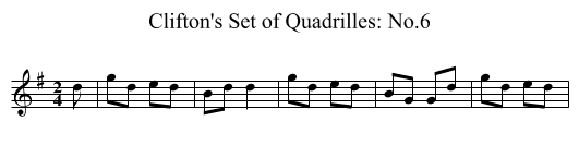 Clifton's Set of Quadrilles: No.6 - staff notation