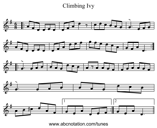 Climbing Ivy - staff notation