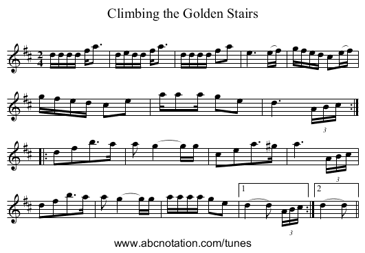 Climbing the Golden Stairs - staff notation
