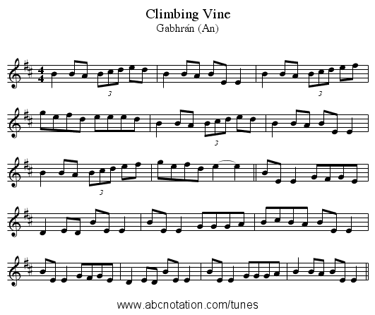 Climbing Vine - staff notation