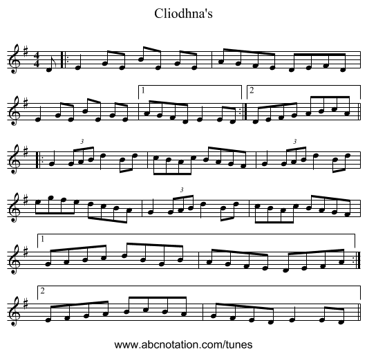 Cliodhna's - staff notation