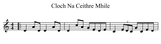 Cloch Na Ceithre Mhile - staff notation