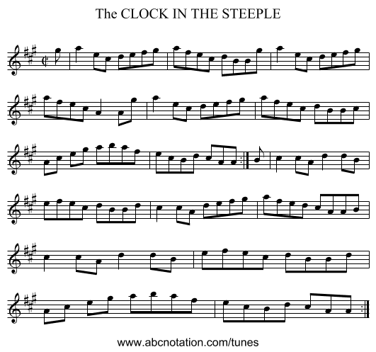 CLOCK IN THE STEEPLE, The - staff notation