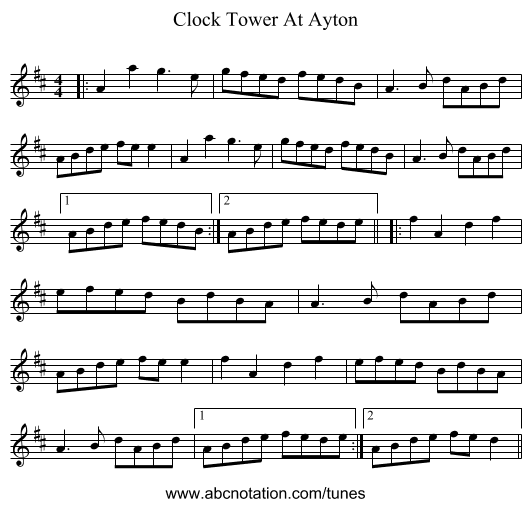 Clock Tower At Ayton - staff notation