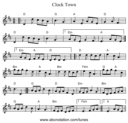 Clock Town - staff notation
