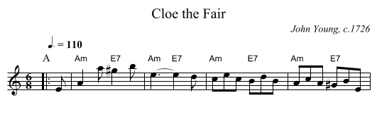 Cloe the Fair - staff notation