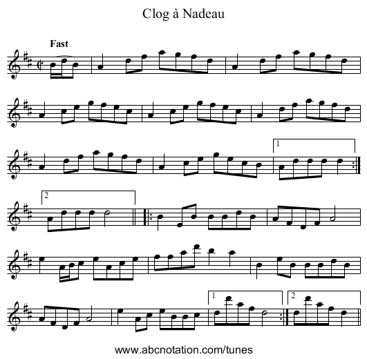 Clog à Nadeau - staff notation