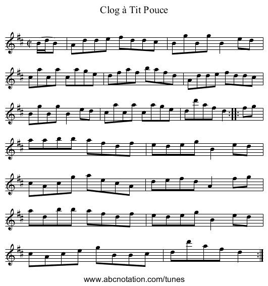 Clog à Tit Pouce - staff notation