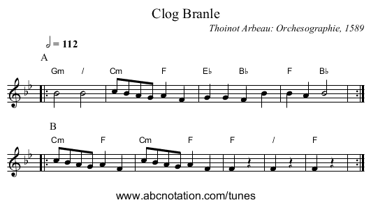 Clog Branle - staff notation