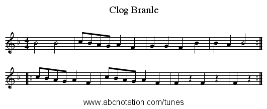 Clog Branle - staff notation