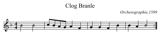 Clog Branle - staff notation