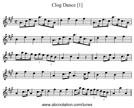 Clog Dance [1] - staff notation