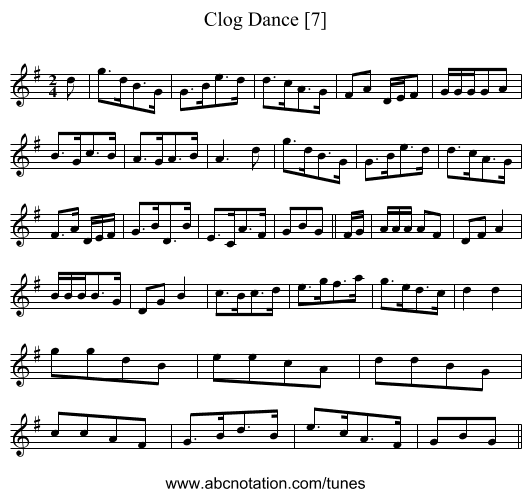 Clog Dance [7] - staff notation