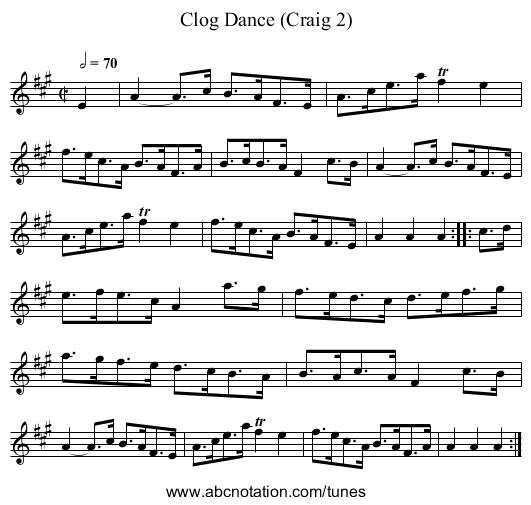 Clog Dance (Craig 2) - staff notation