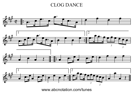 CLOG DANCE - staff notation