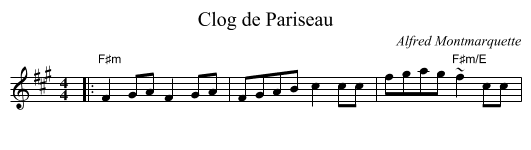Clog de Pariseau - staff notation