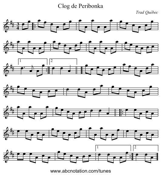 Clog de Peribonka - staff notation