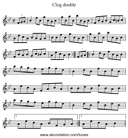 Clog double - staff notation