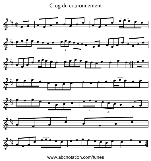 Clog du couronnement - staff notation