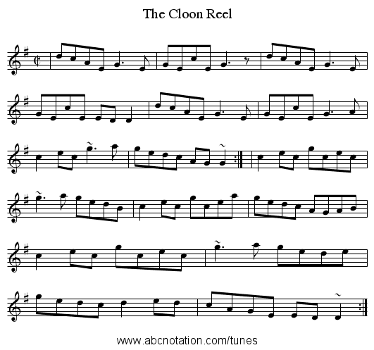 Cloon Reel, The - staff notation