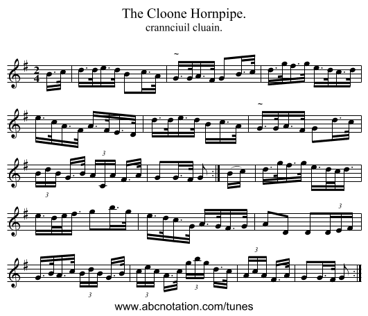 Cloone Hornpipe., The - staff notation