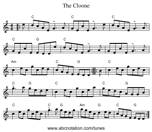 Cloone, The - staff notation